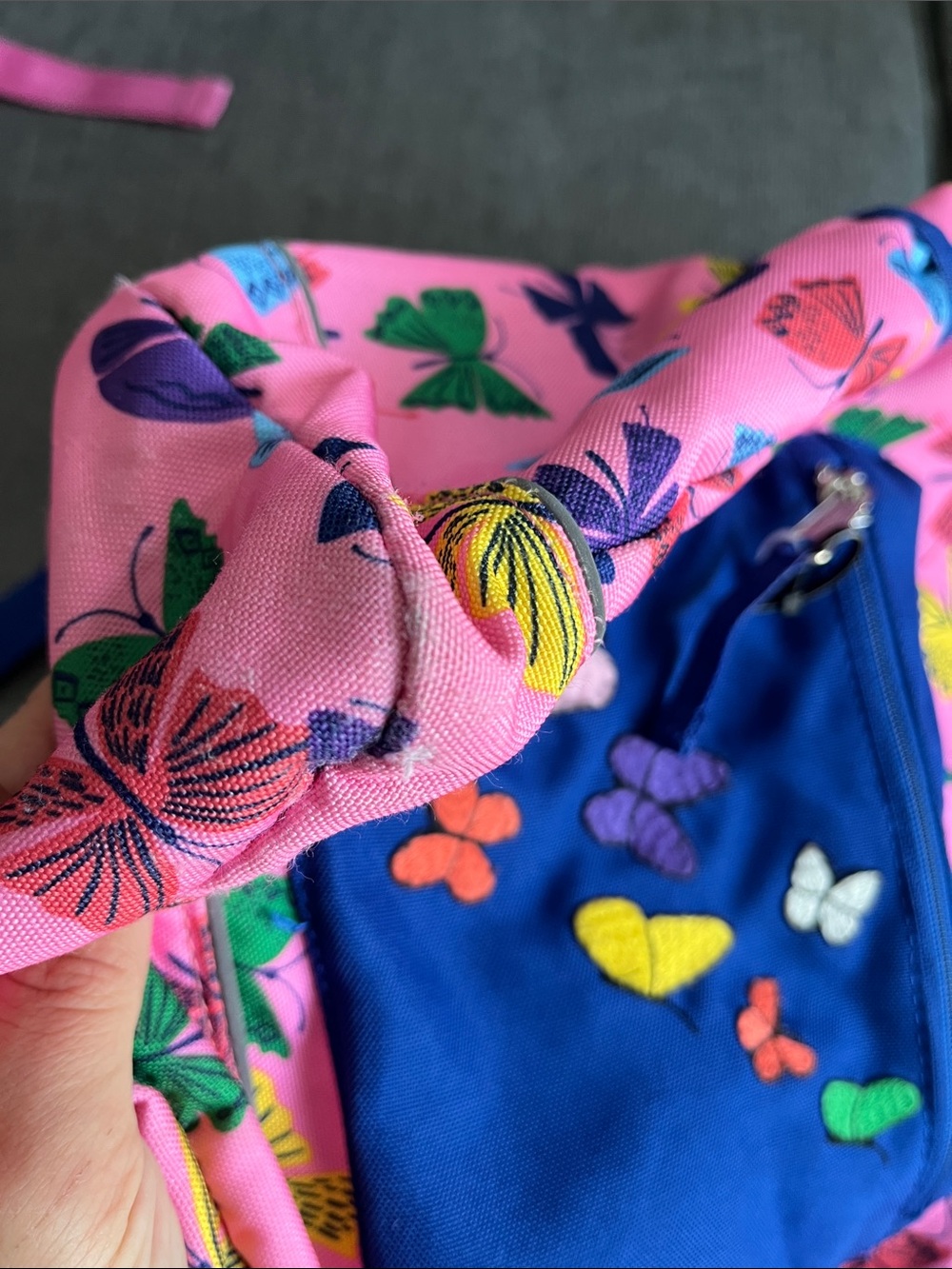 Hanna Andersson Kids Butterfly Print Pink & Blue Backpack - Picture 11 of 11